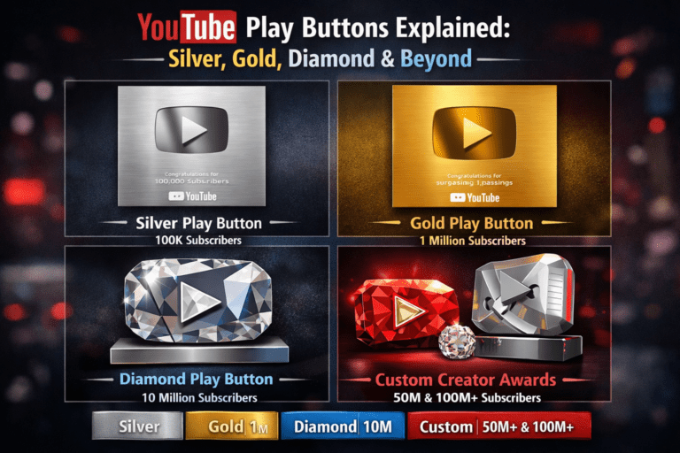 YouTube Play Buttons Explained: Silver, Gold, Diamond & Beyond